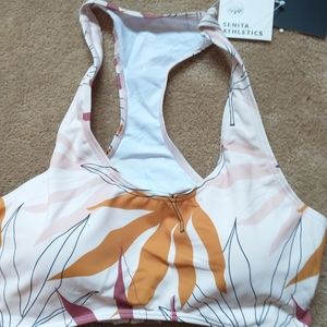 NWT L Deep Dive Bikini Top - Sunbleached Palms